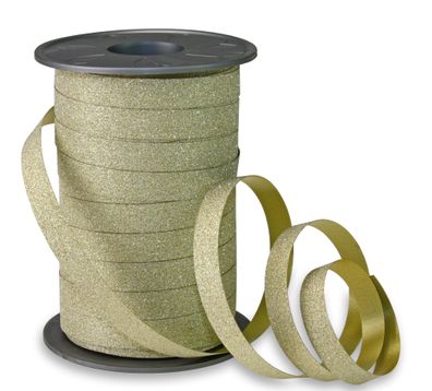Präsent Ringelband Poly Glitter 100-m-Spule 10 mm gold