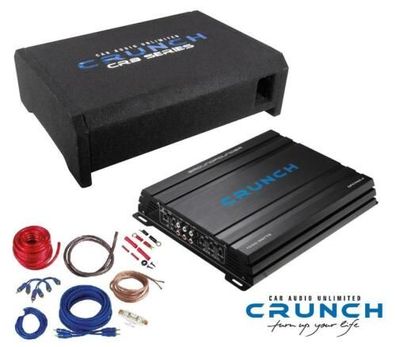 Crunch CBP1000F 4-Kanal Basspack Verstärker + Bassreflex-Subbox + Kabelkit 500 W