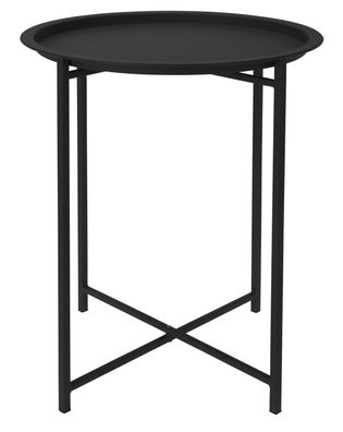 Metall Beistelltisch mit Tablett 41cm - schwarz - Sofa Couch Deko Tisch klappbar