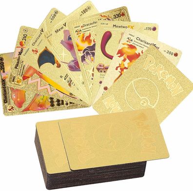 Pokemon 55pcs/ Box -Karten Metall Gold Vmax GX Charizard Sammlung selten