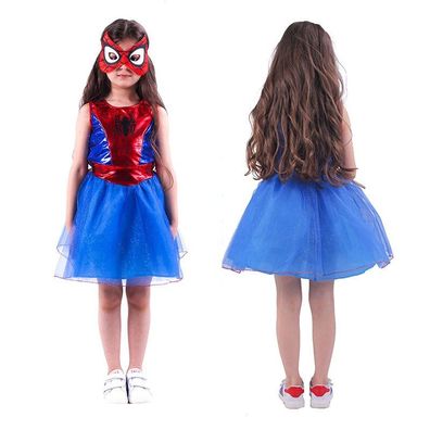 Mädchen Spider-Woman Cosplay Kostüme mit Maske Halloween Show Party Mesh Kleid