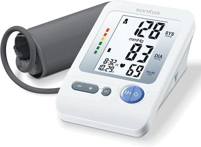 Sanitas SBM 21 Oberarm Blutdruckmessgerät Pulsmessung Arrhythmie Erkennung Weiß