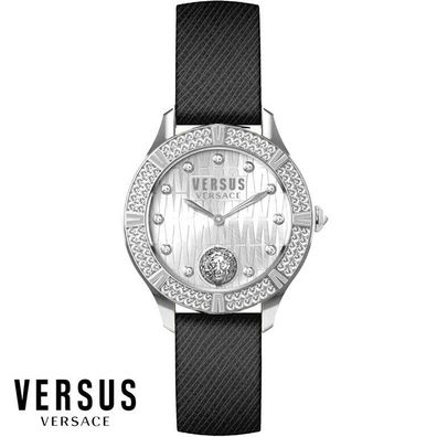 Versus by Versace VSP261119 Canton Road silber schwarz Leder Damen Uhr NEU