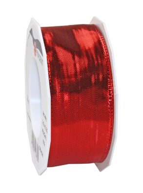 Präsent Glänzend mit Drahtkante Devon 20-m-Rolle 40 mm rot