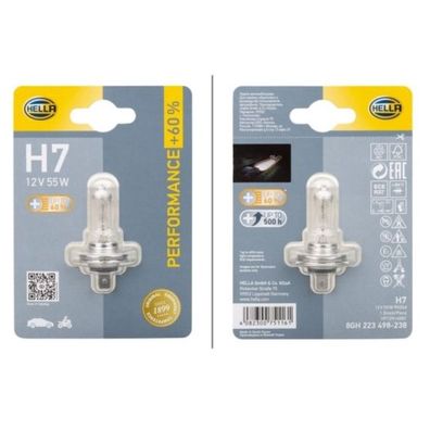Hella H7 12V 55W Performance bis 60% Halogen-Birnen Lampe Glühbirne Scheinwerfer