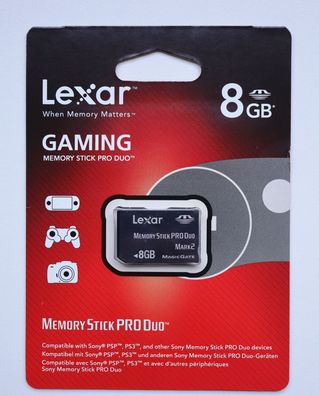 NEU: Lexar 8GB Gaming Memory Stick PRO Duo 8 GB Mark2 MagicGate (für Sony PSP PS3)