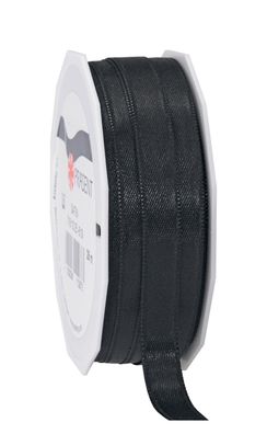 Präsent Doppelsatin 25-m-Spule 10 mm schwarz