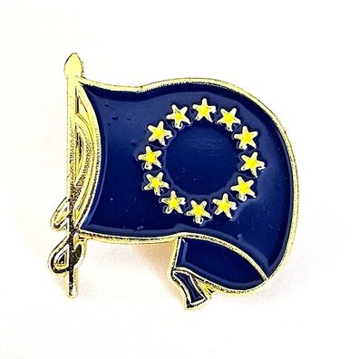 Wehende Europa Flagge Fahne waving Europe Flag Badge Edel Pin Anstecker 0901