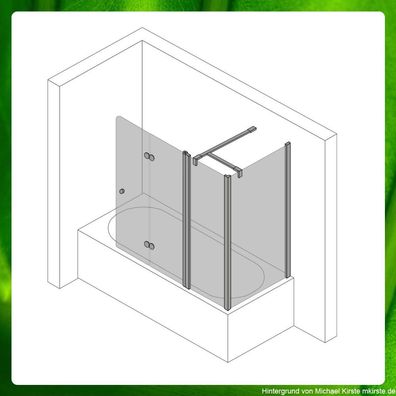 Eck Duschaufsatz auf Maß, mit Falttür, Festteil, Seitenwand aus Glas