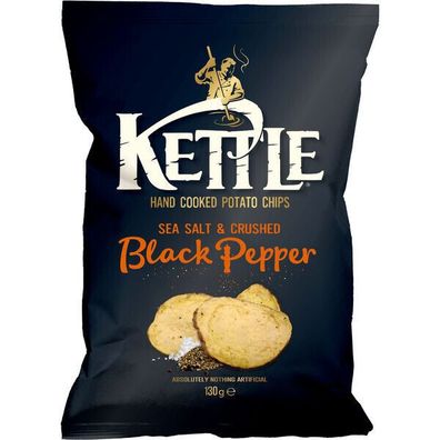 Kettle Chips Sea Salt & Crushed Black Pepper 8x130 g Beutel