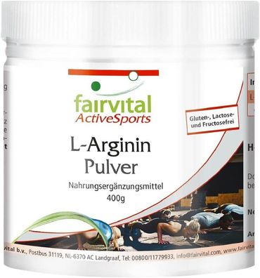 L-Arginin Pulver 400g, Aminosäure,100% pures Arginin HCl, ohne Zusatzstoffe fairvital