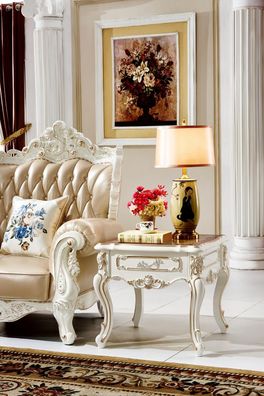 Beistelltisch Weiß Luxus Design Elegantes Wohnzimmer Klassische Beistelltische