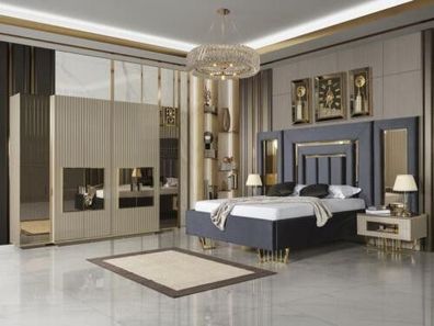 Luxus Schlafzimmer Möbel Bett + 2x Nachttisch Kleiderschrank Betten 4tlg.