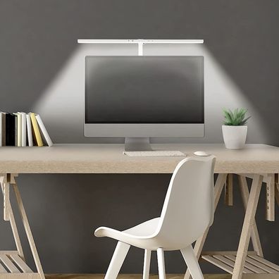 Unilux LED Schreibtischlampe Strata zum Klemmen, weiß, dimmbar, 80 cm breit, mit ...