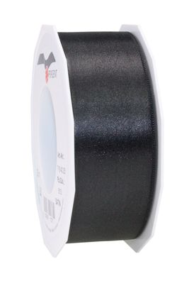 Präsent Doppelsatin 25-m-Spule 40 mm schwarz