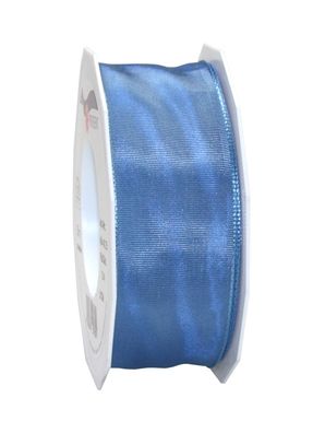 Präsent Seidenband mit Drahtkante Lyon 25-m-Rolle 40 mm himmelblau