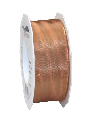 Präsent Seidenband mit Drahtkante Lyon 25-m-Rolle 40 mm sandstein