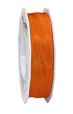 Präsent Seidenband mit Drahtkante Lyon 25-m-Rolle 25 mm tangerine