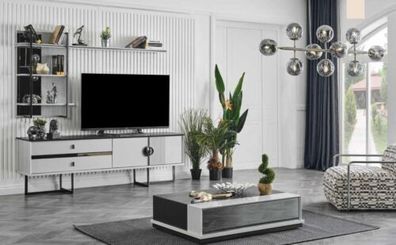 Wandgerät rtv tv Ständer niedriges Sideboard + weißer Couchtisch Holz Luxus