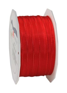 Präsent Seidenband mit Drahtkante Lyon 25-m-Rolle 10 mm rot