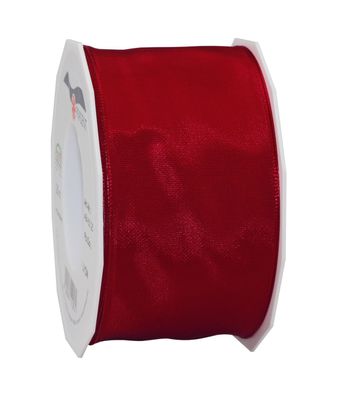 Präsent Seidenband mit Drahtkante Lyon 25-m-Rolle 60 mm bordeaux