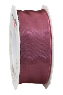 Präsent Seidenband mit Drahtkante Lyon 25-m-Rolle 40 mm beerensorbet