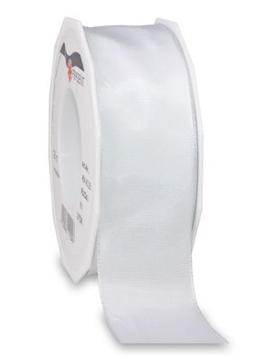 Präsent Seidenband mit Drahtkante Lyon 25-m-Rolle 40 mm weiss