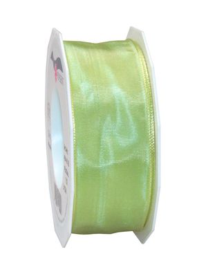 Präsent Seidenband mit Drahtkante Lyon 25-m-Rolle 40 mm jade