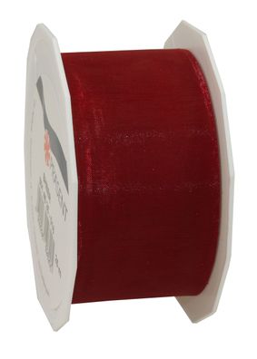 Präsent Organza Sheer 25-m-Rolle 40 mm rubinrot