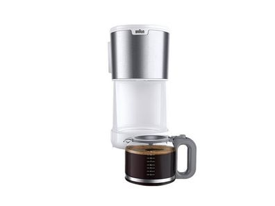 Braun KF 1500 Filterkaffeemaschine, weiß (10 Tassen, Glaskanne, Schwenkfiler, Tr