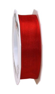 Präsent Organza Four Seasons 25-m-Rolle 25 mm rot mit Drahtkante