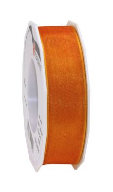 Präsent Organza Four Seasons 25-m-Rolle 25 mm tangerine mit Drahtkante