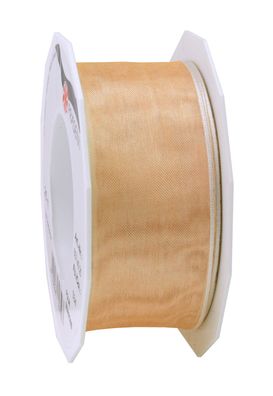 Präsent Organza Four Seasons 25-m-Rolle 40 mm sandstein mit Drahtkante