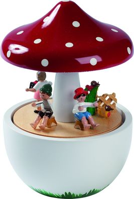 Glässer Volkskunst 'Spieldose Pilz, 18st. Spielwerk Kleine Welt'