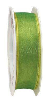 Präsent Organza Four Seasons 25-m-Rolle 25 mm limette mit Drahtkante