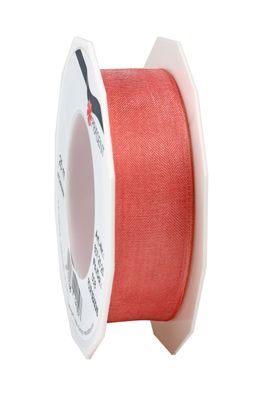 Präsent Organza Four Seasons 25-m-Rolle 25 mm living coral mit Drahtkante