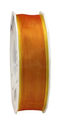 Präsent Organza Four Seasons 25-m-Rolle 25 mm orange mit Drahtkante