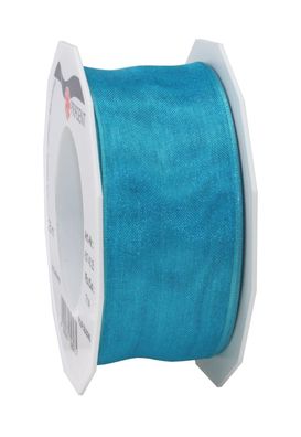 Präsent Organza Four Seasons 25-m-Rolle 40 mm karibikblau mit Drahtkante