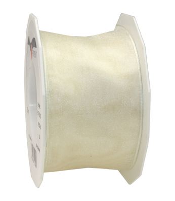 Präsent Organza Four Seasons 25-m-Rolle 60 mm creme mit Drahtkante