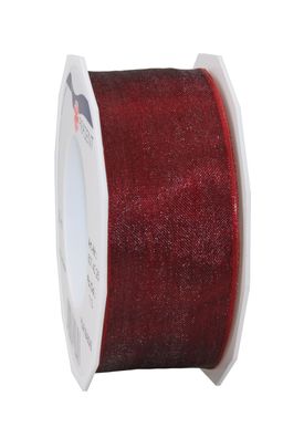 Präsent Organza Four Seasons 25-m-Rolle 40 mm bordeaux mit Drahtkante