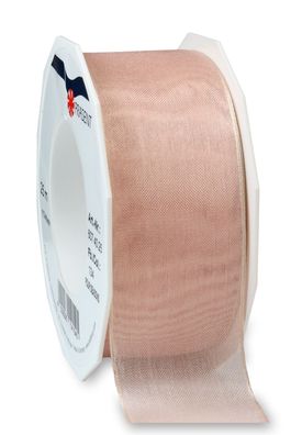 Präsent Organza Four Seasons 25-m-Rolle 40 mm pale peach mit Drahtkante