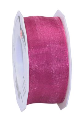 Präsent Organza Four Seasons 25-m-Rolle 40 mm magenta mit Drahtkante