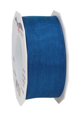 Präsent Organza Four Seasons 25-m-Rolle 40 mm royalblau mit Drahtkante