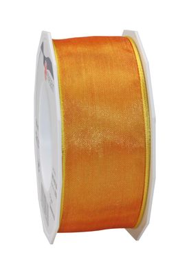Präsent Organza Four Seasons 25-m-Rolle 40 mm orange mit Drahtkante