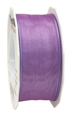 Präsent Organza Four Seasons 25-m-Rolle 40 mm lila mit Drahtkante