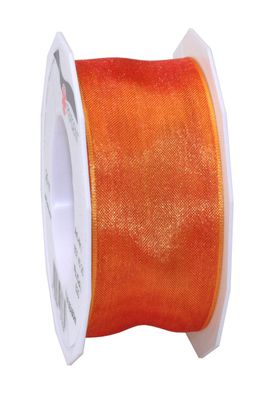 Präsent Organza Four Seasons 25-m-Rolle 40 mm tangerine mit Drahtkante