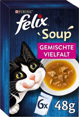 FELIX Soup Katzenfutter Geschmacksvielfalt aus dem Wasser 8er Pack 8 x 6 Beutel