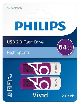 Philips Vivid Highspeed USB Stick 64 GB Doppelpack