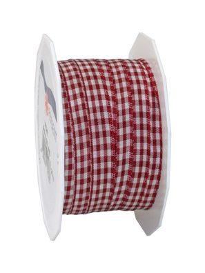 Präsent Motivband Karo Vichy 20-m-Rolle 10 mm bordeaux/ creme