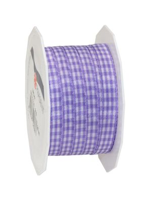 Präsent Motivband Karo Vichy 20-m-Rolle 10 mm lavendel/ weiss